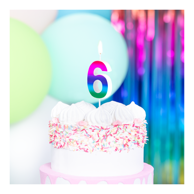 Świeczka na tort urodzinowy kolorowa cyfra 6 - 2
