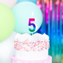 Świeczka na tort urodzinowy kolorowa cyfra 5 - 2