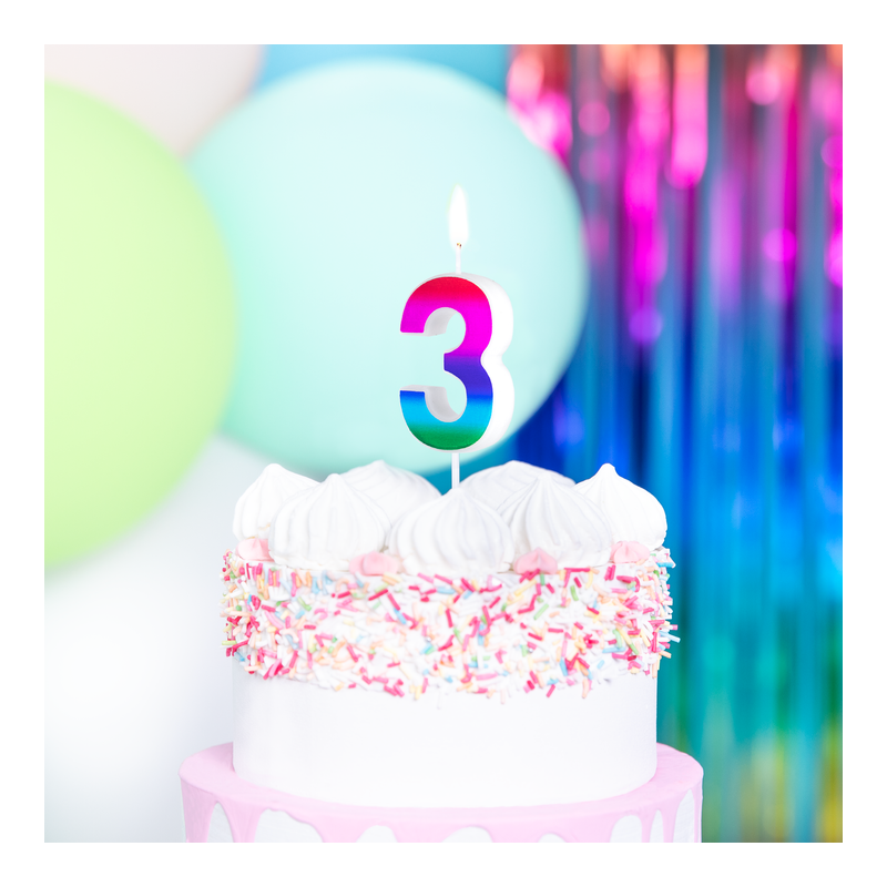 Świeczka na tort urodzinowy kolorowa cyfra 3 - 2