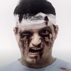 Makijaż łatwy na halloween męski pacjent zombie - 1