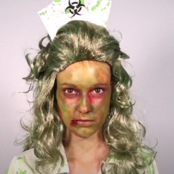 Makijaż na halloween prosty damski biolog zombie
