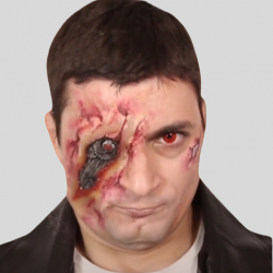 Makijaż na halloween szybki męski cyber oko robot