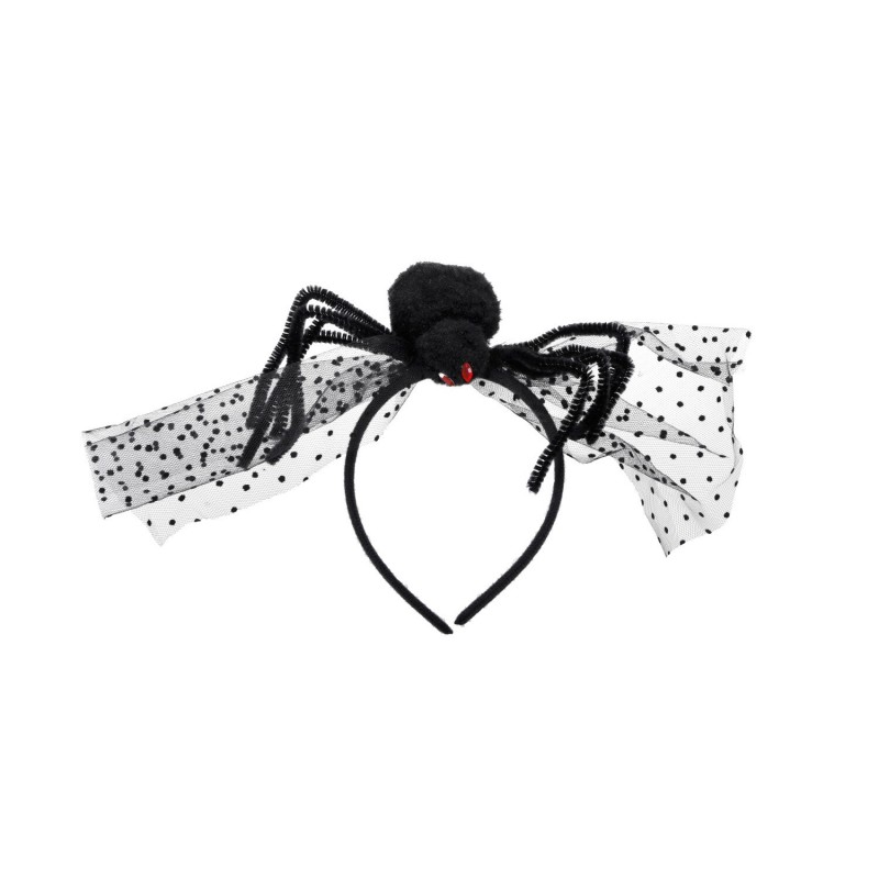 Opaska pająk do włosów z welonem na Halloween