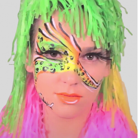 Makijaż na halloween damski szybki neon feniks - 1