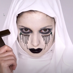 Makijaż łatwy na halloween damski zakonnica demon