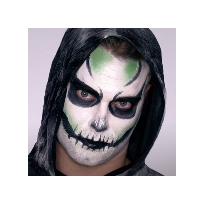 Makijaż na halloween szybki męski kościotrup neon - 1