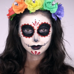 Makijaż na halloween czaszka damska meksykańska