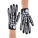 Rękawiczki Kości czarno-białe Halloween 24 cm - 1