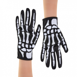 Rękawiczki Kości czarno-białe Halloween 24 cm - 1