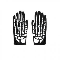 Rękawiczki Kości czarno-białe Halloween 24 cm - 2