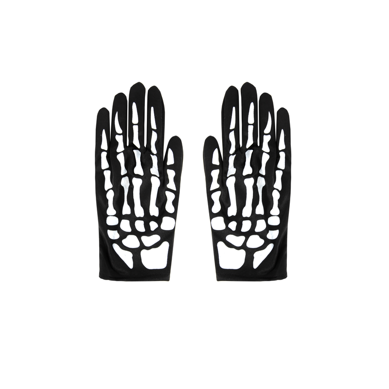 Rękawiczki Kości czarno-białe Halloween 24 cm - 2