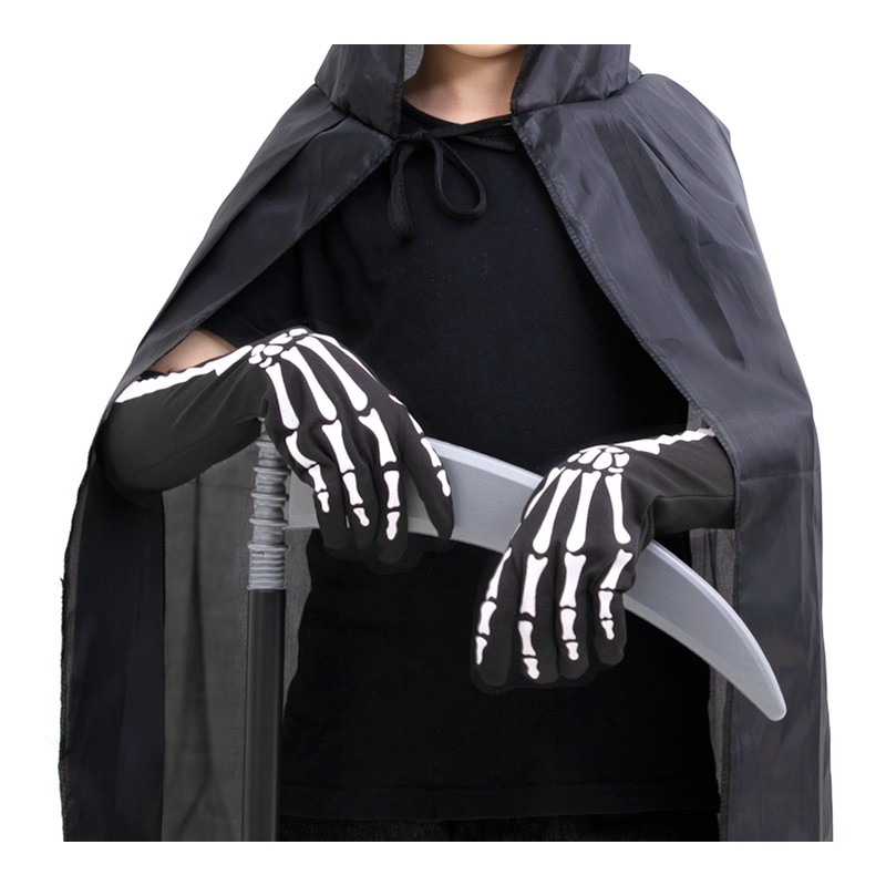 Rękawiczki Kości czarno-białe Halloween 24 cm - 3