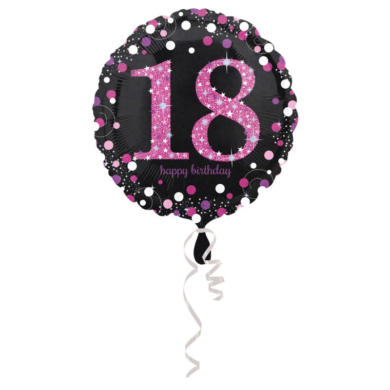 Balon foliowy czarny na 18 urodziny 45cm okrągły - 1