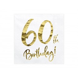 Serwetki papierowe jednorazowe biały 60 urodziny