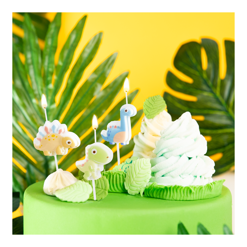 Świeczki na tort urodzinowy Dinozaury 3 sztuki - 2