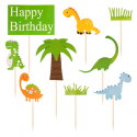 Toppery na tort Dinozaury Happy Birthday 9 sztuk - 1