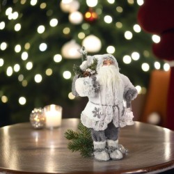 Figura stojąca Mikołaj biały z latarenką 30cm - 2