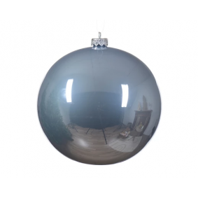 Bombka szklana z połyskiem mglisty błękitny 15 cm - 1