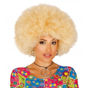 Duża Peruka bujne afro syntetyczna blond - 1