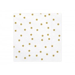 Serwetki papierowe białe złote gwiazdki na stół