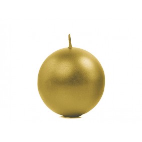 Świeca okrągła woskowa kula złota metaliczna 6cm - 1