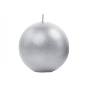 Świeca okrągła woskowa kula srebrna metaliczna 8cm - 1