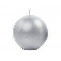 Świeca okrągła woskowa kula srebrna metaliczna 8cm - 1