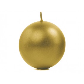 Świeca okrągła woskowa kula złota metaliczna 8cm - 1