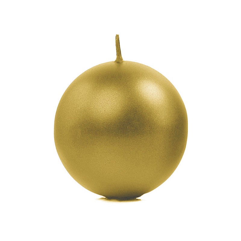 Świeca okrągła woskowa kula złota metaliczna 8cm - 1
