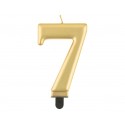 Świeczka urodzinowa cyfra 7 metalik złota 8cm tort - 1