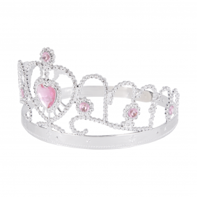 Srebrna korona księżniczki z różowymi klejnotami - 1