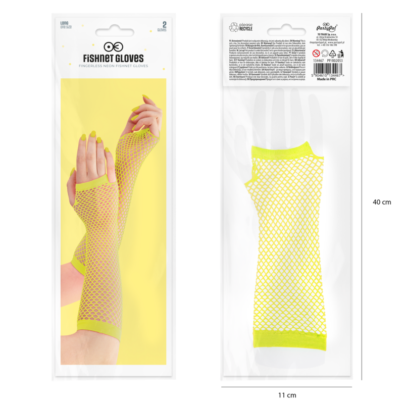 Rękawiczki z siatki bez palców neonowe żółte 24cm - 2