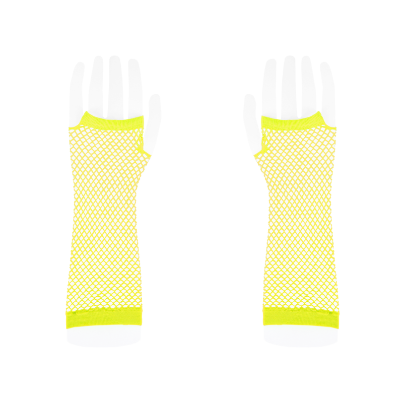 Rękawiczki z siatki bez palców neonowe żółte 24cm - 3