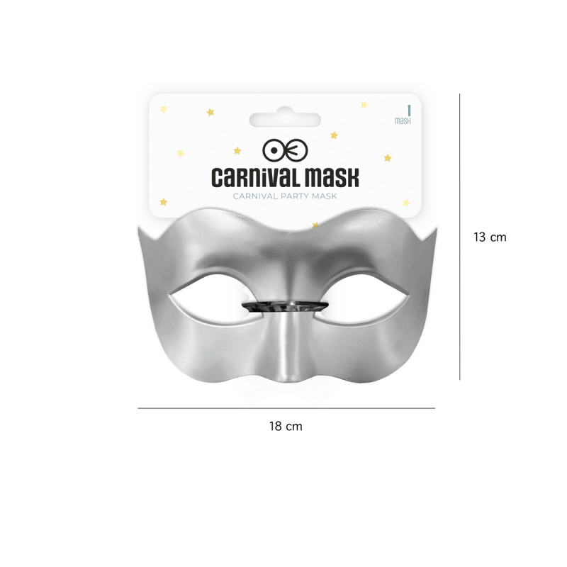 Maska karnawałowa wenecka gładka srebrna 19 cm - 2