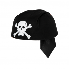 Czapka bandana pirata czarna z białą czaszką - 1