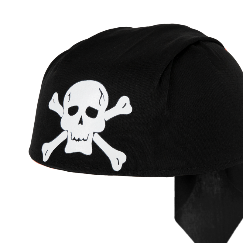 Czapka bandana pirata czarna z białą czaszką - 2