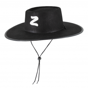Kapelusz Zorro czarny z gumką i białą literą Z - 1