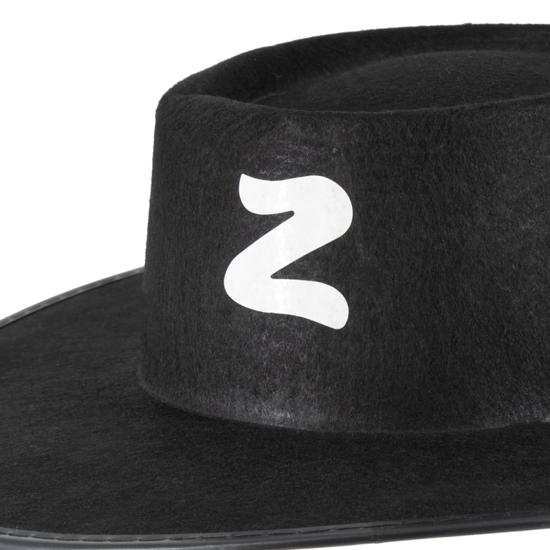 Kapelusz Zorro czarny z gumką i białą literą Z - 2