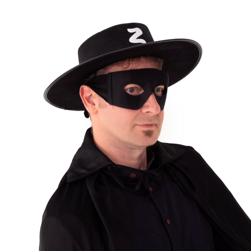 Kapelusz Zorro czarny z gumką i białą literą Z - 3