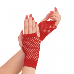 Rękawiczki z siatki bez palców czerwone 11cm - 1