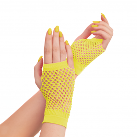 Rękawiczki z siatki bez palców neonowe żółte 11cm - 1