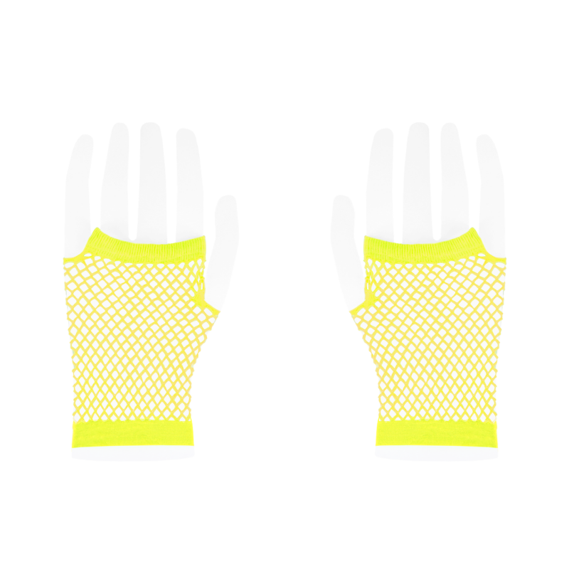 Rękawiczki z siatki bez palców neonowe żółte 11cm - 3
