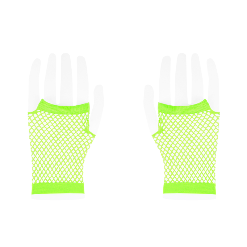 Rękawiczki z siatki bez palców neonowe zieleń 11cm - 3