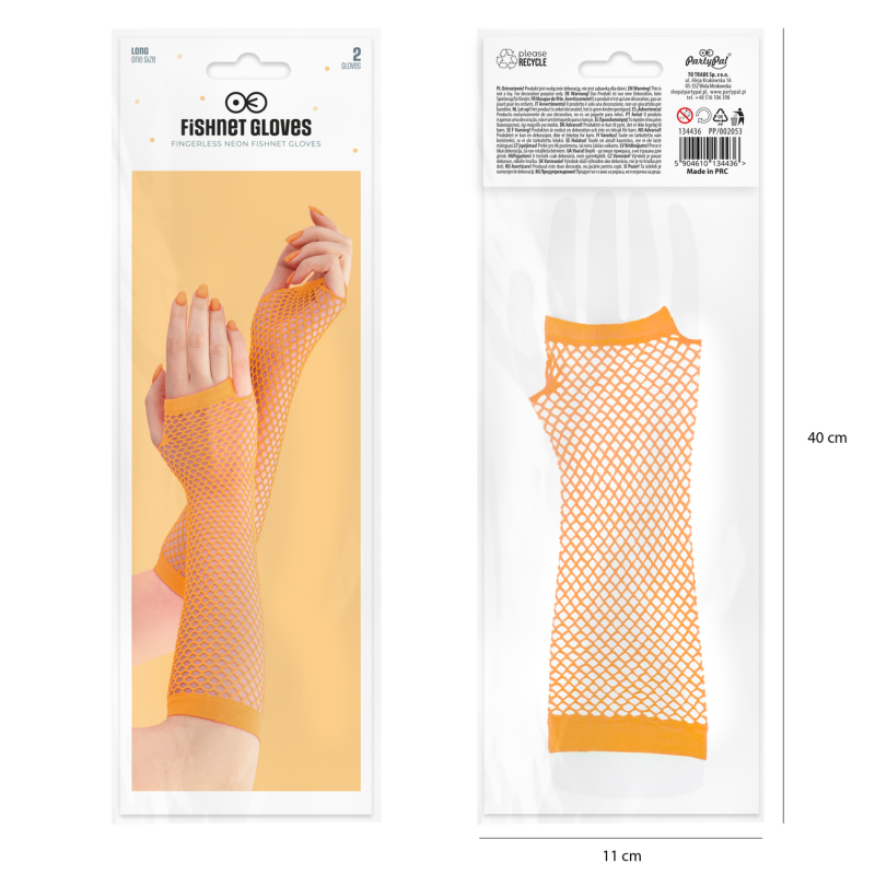 Rękawiczki z siatki bez palców pomarańczowe 24cm - 2