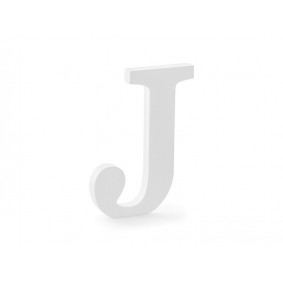 Litera drewniana J biała stojąca dekoracja ozdobna - 1