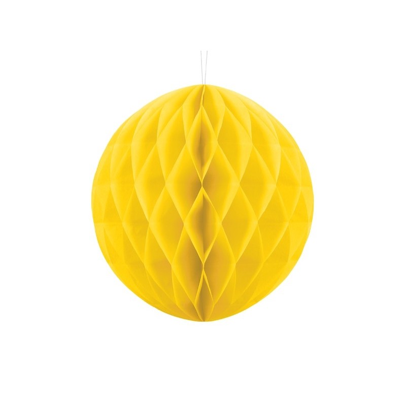 Kula bibułowa żółta dekoracja ozdoba wisząca - 1