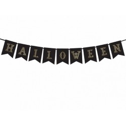 Girlanda baner czarny ze złotym napisem halloween