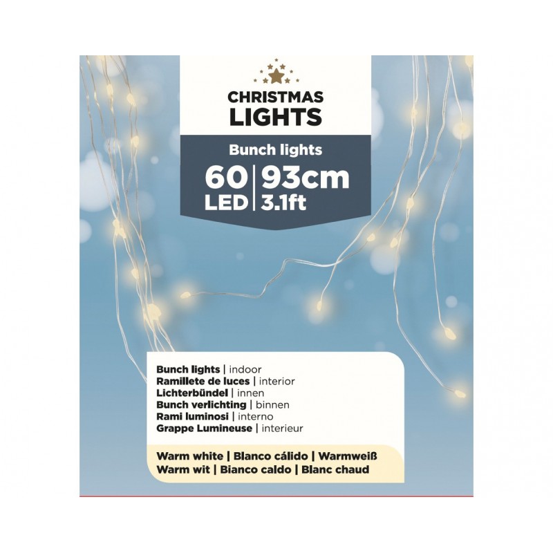 Wiązka lampki sznur ciepły biały micro 60 LED 93cm - 1