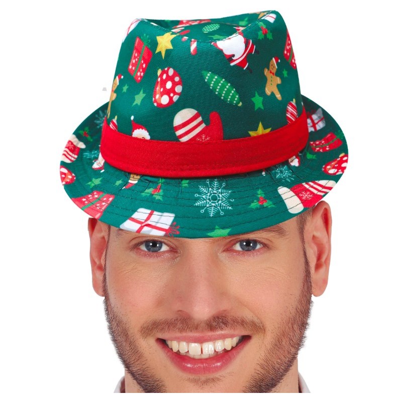 Kapelusz czapka gangsterski świąteczny zielony - 1