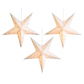 Gwiazda papierowa brokatowa beżowa LED 60 cm - 2